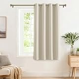 PONY DANCE Rideaux Courts Thermiques et occultants à œillets pour Salon 140 x 180 cm (Largeur x Hauteur), Beige Clair