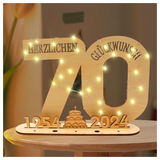 70 Libro de visitas con logotipo de madera, regalo de decoración digital de madera led, para regalos de cumpleaños, fiestas y decoración de bodas, 1954-2025