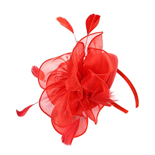 Satiable Stirnband Damne Vintage 1920er Jahre Haar ZubehöR Frauen Klassisch Fascinators Blume Mesh BäNder Federn Headwear Mädchen Cocktail Tea Tanzparty Party Haarreife Haarband Haar Zubehör Cover