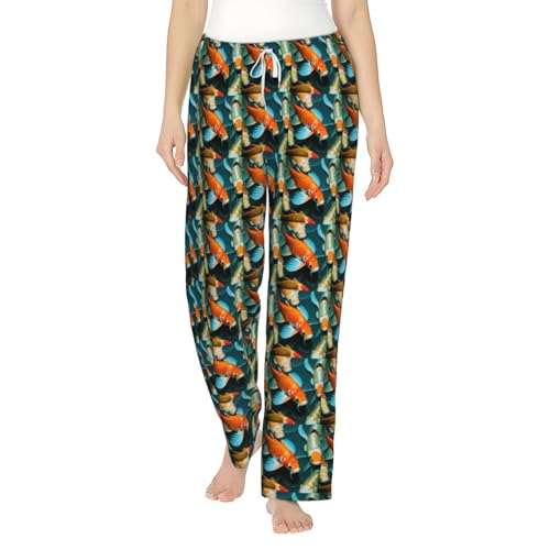 Pantalon de pyjama carpes koï pour femme en tissu doux
