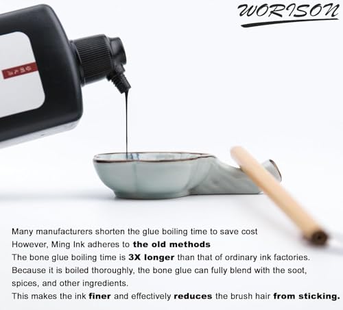 Image of Worison 100ml Calligraphy and Sumi Liquid Ink, Traditional Black Sumi Ink for Calligraphy, Painting, Writing, Drawing and Japanese Brush Art