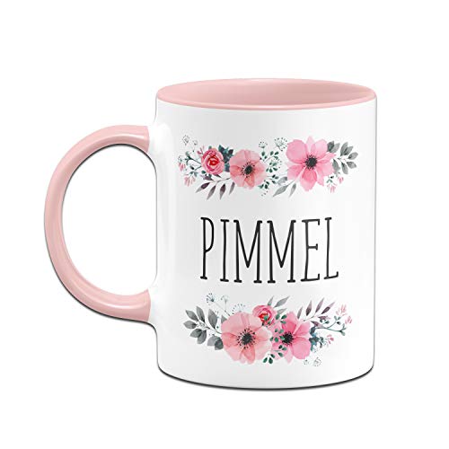 Taza con mensaje en alemán "Pimmel floral" – Taza de café divertida con insulto – Apto para lavavajillas (Rosa) - Imagen 3
