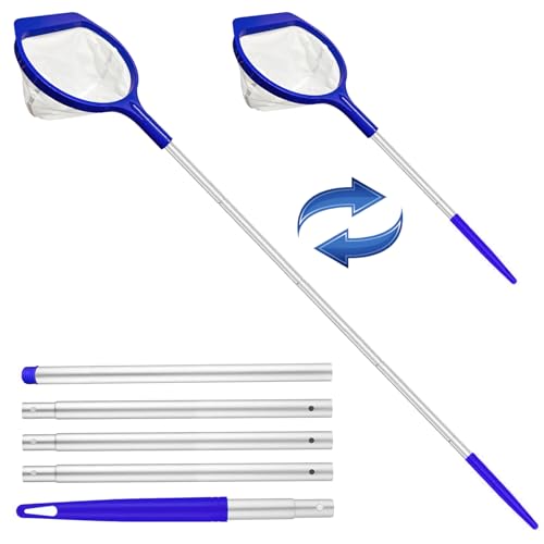 Bseical Pool Kescher Feinmaschig 146cm, Poolkescher mit Teleskopstange Aluminium Stabil,Teichkescher Algen Klein Pool Zubehör, Skimmer Teich Fein für Schwimmbad,Brunnen,Aquarium, Teich
