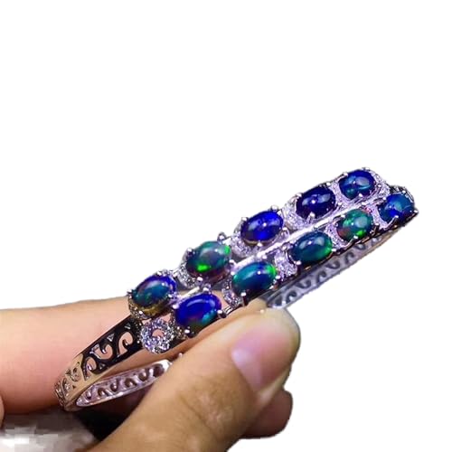 Brazalete de ópalo negro de plata 925 con acabado artesanal de lujo