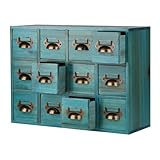 GoooodGift Apothecary Drawers Apothecary Cabinet with Drawers Card Catalog Cabinet Wooden Card Catalog Wooden Storage Box for Desktop Organizer (Blue12)