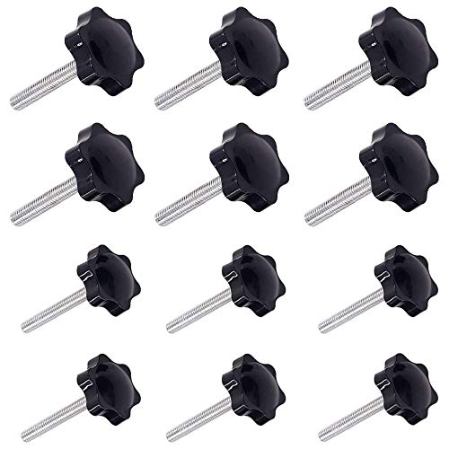 Greluma 12 Pièces M6 (32 #) × 40mm et M8 (38 #) × 40mm Poignée de Serrage à Filetage Mâle Gripandles vis Boutons Poignées Bouton étoile