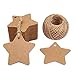 G2PLUS 100PCS Etiquetas de Papel Kraft Etiquetas de Regalo Etiquetas con Forma de Estrella de Cinco Puntas 6 cm * 6 cm Marrón Etiquetas con 30M de Cordel de Yute