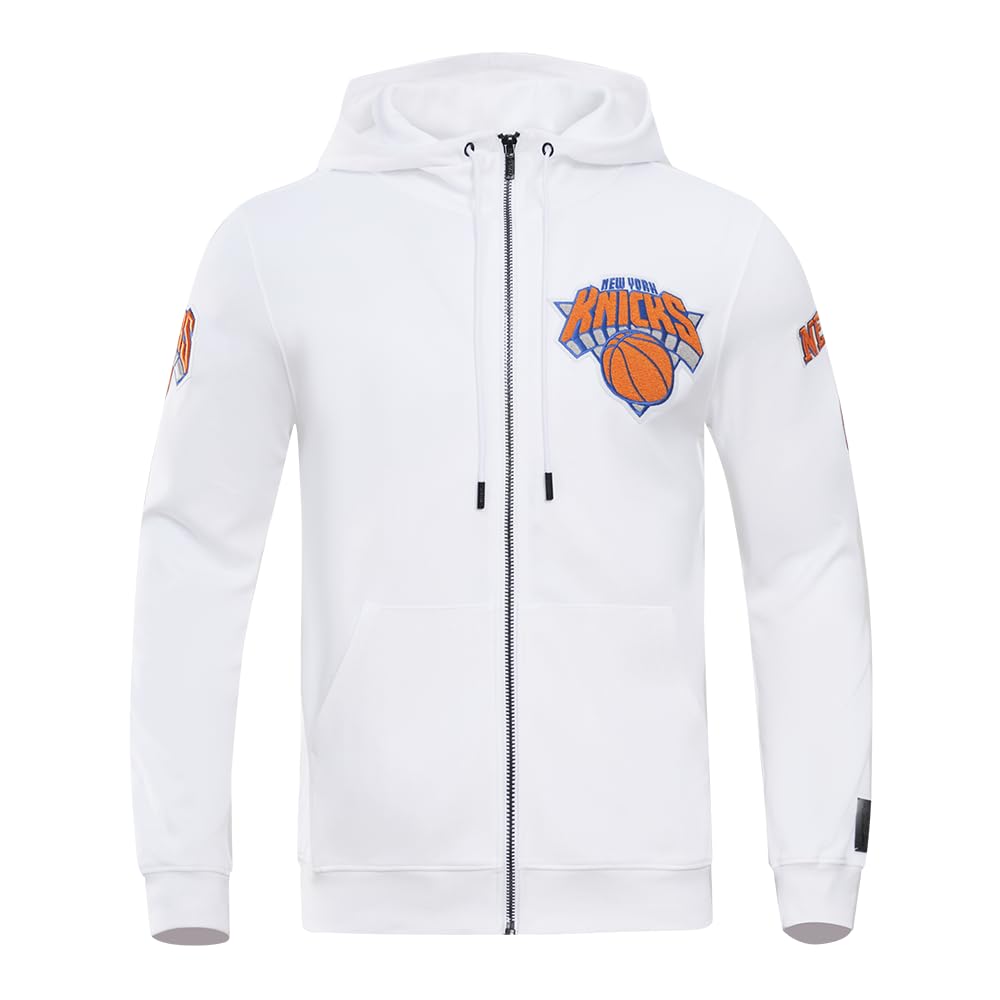 Pro Standard Mens NBA New York Knicks Classic Chenille Full Zip Hoodie White L