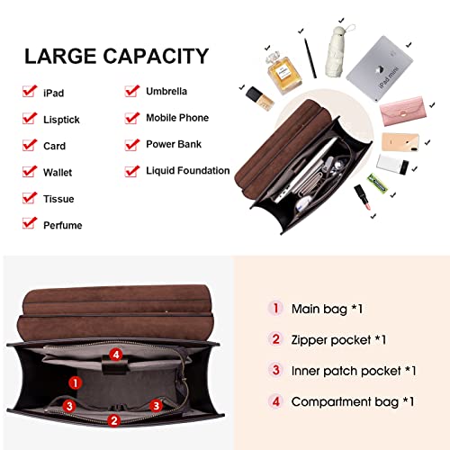 Cnoles Leather Backpack Purse For Women Fashion Ladies Vintage Bags Casual College Travel Backpacks Large bag Brown - Image 5