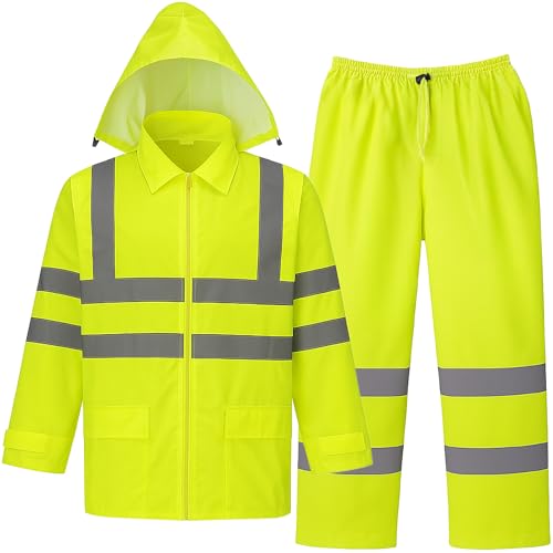 Class 3 Hi-Vis Rain Suit - Waterproof Rain Jacket & Pants