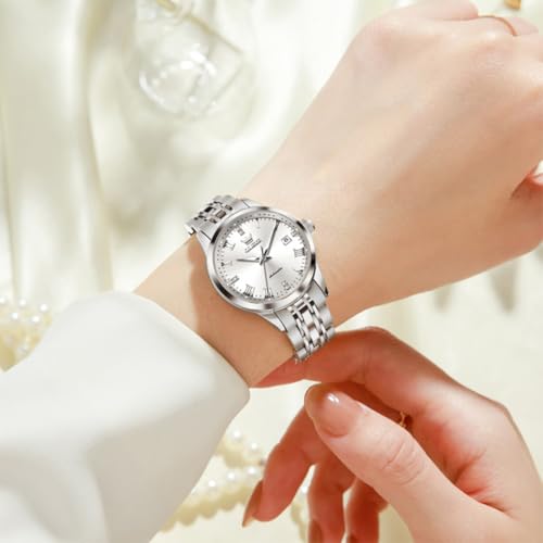Image of OLEVS Womens Automatic Watch Gold Luxury Diamond Self Winding Ladies Wrist Watches Waterproof Luminous Date