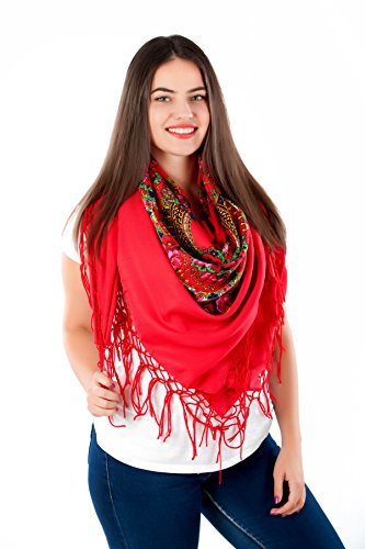 Große Stilvolles Schal-Tuch mit schönem,slawische Folklore Muster Winter 2016 Rot Große Stilvolles Schal-Tuch mit schönem,slawische Folklore Muster Winter 2016 Rot