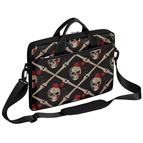 Maletín de lona vintage GIGIJY para evitar golpes en tu portátil con diseño de calavera flores
