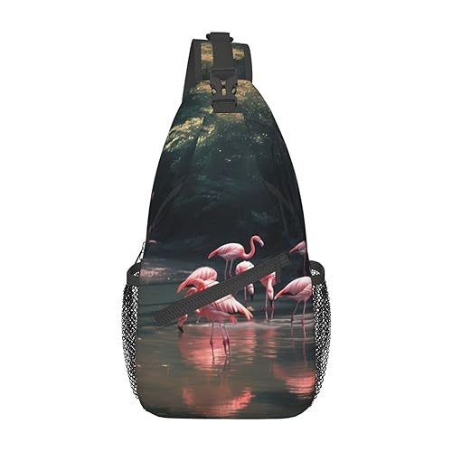 Sac de voyage décontracté avec bandoulière flamant rose pour balades et randonnées