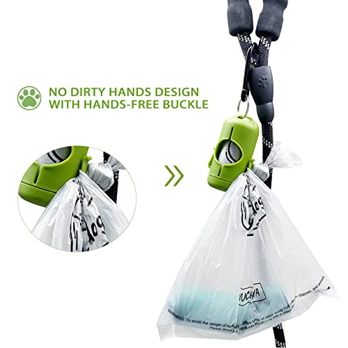Image of Dog Poop Bag Holder with Leash Clip, Adjustable Strap & 2-Side Hooks for Used Dog Waste Bags (Green)