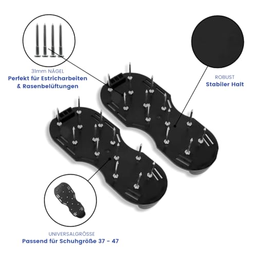 Profesius Nagelschuhe - 1 Paar Universal Estrichschuhe für Bodenausgleichsmasse - Ohne Abdrücke auf Epoxidharz & Bodenfarbe - Universalgröße - Für Rasenbelüftung geeignet
