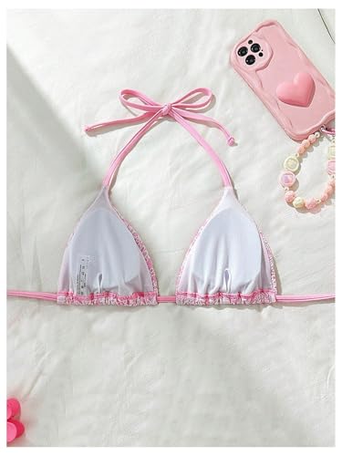 SOLY HUX Women's Floral Triangle Bikini Top Halter Padded Tie String Bathing Suit Tops Swimwear2