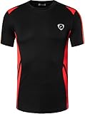 jeansian Men's Sport Quick Dry Short Sleeves T-Shirt LSL148 Black L