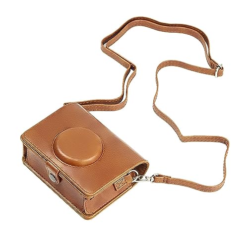 Image of Breatoi Protective Camera Case for Mini EVO Horizontal PU Leather Bag with Adjustable Shoulder Strap-Brown