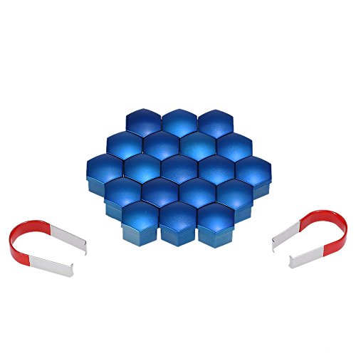 mewmewcat Conjunto de 20 unidades universais de 17 mm de plástico cromado para rodas de carro com ta