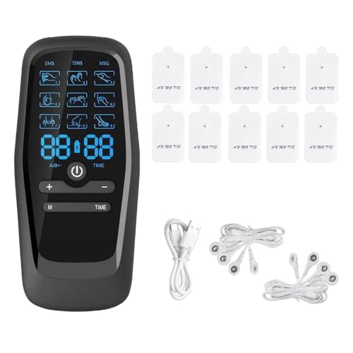Gerät Schmerztherapie, Perioden Simulator, Elektroden TENS/EMS Reizstromgerät, 2 Kanäle Muskelstimulator mit 9 Modi und 10 Elektroden Elektrische, Massage für Arm,Bein,Rücken Gerät Schmerztherapie, Perioden Simulator, Elektroden TENS/EMS Reizstromgerät, 2 Kanäle Muskelstimulator mit 9 Modi und 10 Elektroden Elektrische, Massage für Arm,Bein,Rücken