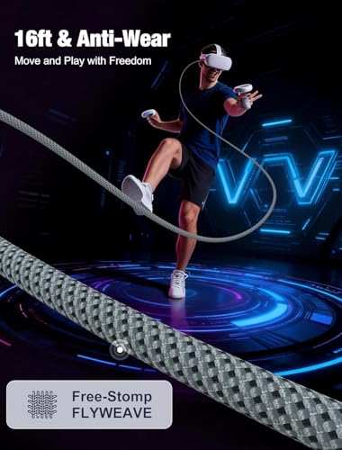 Image of VR Link Cable USB 3.2, 5Gbps High-Speed Data, Gaming Charge & Play 3A Fast Charging, 90 Type-C Braided Cable Compatible with Meta Quest 3 /2 /Pro, Pico 4, PC, Laptop & Mobile | 3 Meter