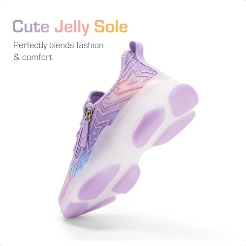 DREAM PAIRS Kids Girls Sneakers Zipper Casual Shoes Jelly Sole Sports Shoes Lightweight Walking Shoes4