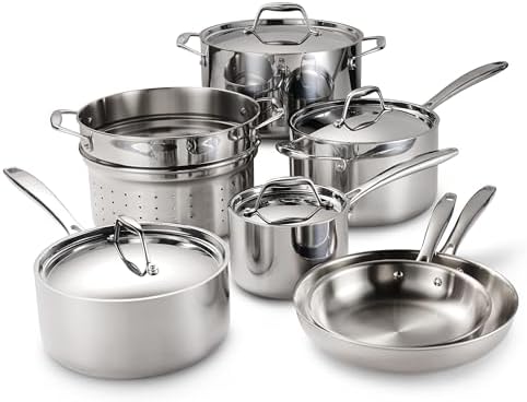 Tramontina Signature Tri-Ply Clad Stainless Steel 11-Piece Cookwa...