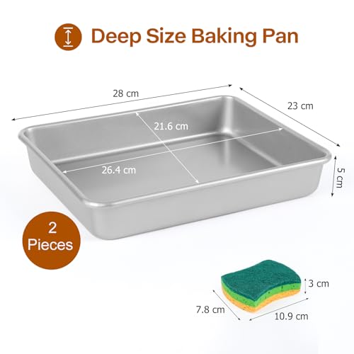Barlket 9x11 Baking Pan, Toaster Oven Rectangle Cake Pan Heavy Duty, Silver by Barlket - Used condition - Image 3