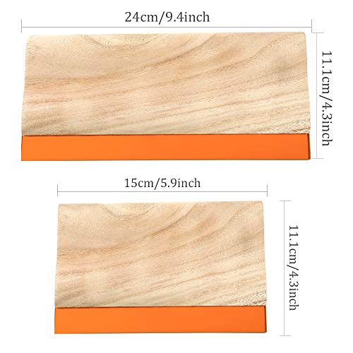 Caydo 2 Pieces 2 Sizes Screen Printing Squeegee, 75 Durometer Wooden Ink Scraper For Screen Printing, 9.4 And 5.9 Inch #TOP1