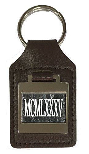 Porte-clés en cuir gravé 1985, accessoire homme et femme pour clés