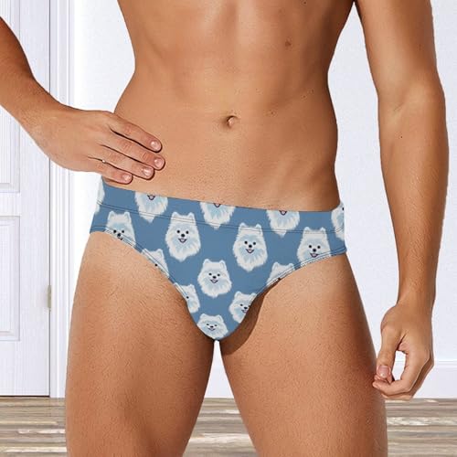 White Pomeranian Dog Mens Swim Briefs Quick Dry Swimming Trunks Training Swimsuit Low Rise Swimwear4