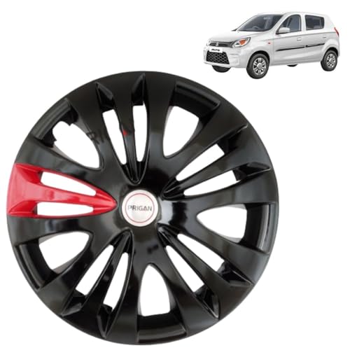 Image of Prigan Alto STD Black Red Wheel Cover 12 inch for -Alto STD (Set of 4 Pcs) (Press Fitting) Model- Camry Red 12