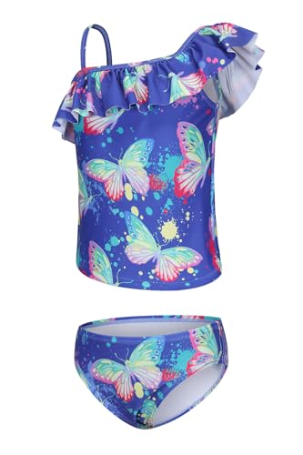 Image of Girls Two Piece Swimsuits Hawaiian Ruffle Tankini Swimwear Bathing Suit Set