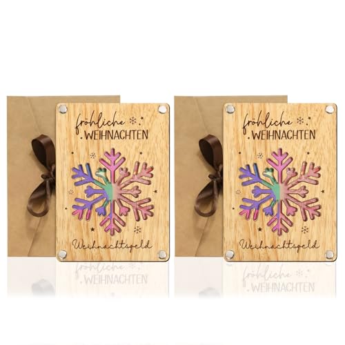 Geldgeschenk Weihnachten, 2 Stück Holz Geldgeschenke, Geschenkbox Weihnachten, Geldgeschenk Kinder, 12 x 17.5 cm