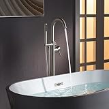 WOODBRIDGE F0023BNRD WOODBRIDGEE High Flow Rate 8 GPM Freestanding Tub Filler Faucet with Hand Shower, Brushed Nickel