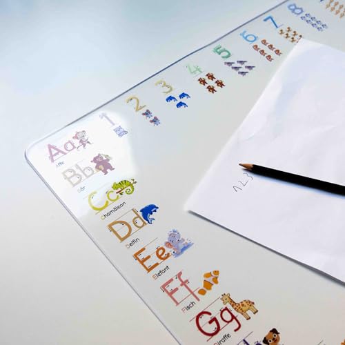 PROFOLIO Kinder Schreibtischunterlage - Rutschfest & Abwischbar - Tischmatte mit Motiv ABC zum Spielen & Malen - Geeignet als Bastelunterlage & Tischschutz - Maße 60 x 40 cm