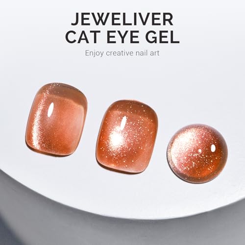 Image of MelodySusie Jeweliver Cat Eye Gel Nail Polish, 0.5 Fl Oz Brown Glitter Holographic Magnetic Nail Polish with Magnet, UV Nail Polish for Nail Art Manicure Salon DIY at Home C68