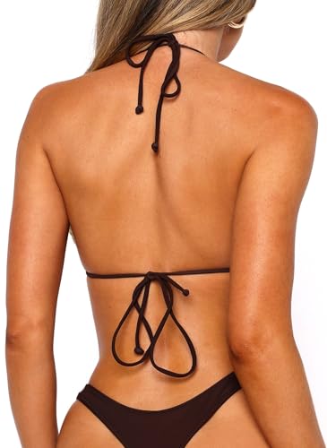 Image of OZICERD String Bikini Tops for Women Bathing Suit Swim Tops Sexy Triangle Bikini Top Black