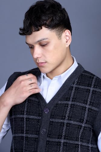Image of V Neck Cardigans for Men - Woolen Sleeveless Sweater for Man Winter Wear