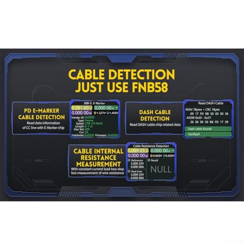 Testeur voltmètre ampèremètre Type-C FNB58 noir pour analyse précise de charge