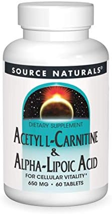 Source Naturals Acetyl L-Carnitine & Alpha-Lipoic Acid 650mg - 60 Tablets