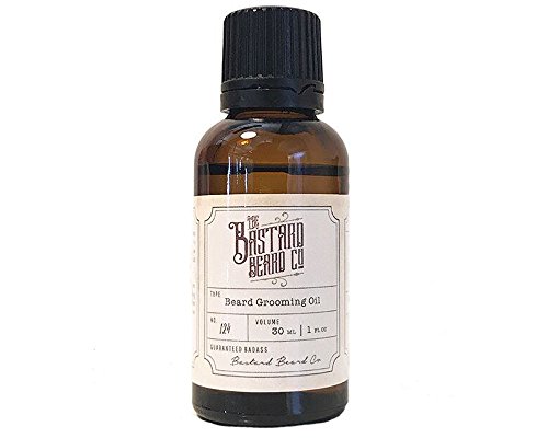 The Bastard Beard Co Natural Beard Grooming Oil For Men 1oz - 100% Made in the USA - 30ml Oil For Fuller Thick Natural Facial Hair With Coconut, Argan, Peppermint, Eucalyptus and Tea Tree Oil