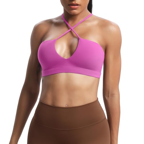 Image of Aoxjox Women's Workout Sports Bras Jamie Deep V Fitness Training Gym Bra Yoga Crop Tank