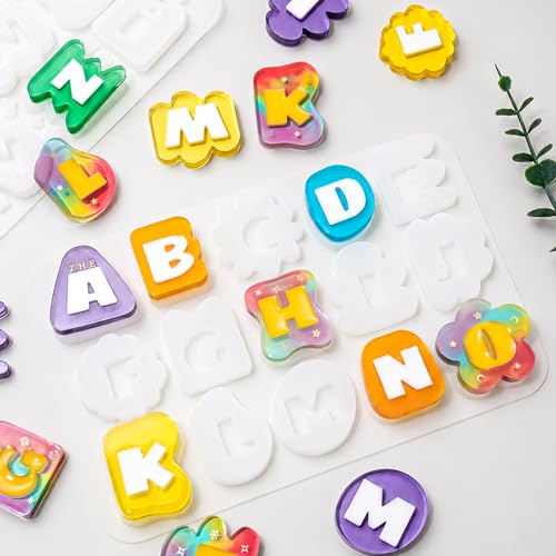YODOYO 2 Pcs Alphabet Keychain Resin Molds, A-Z Letter Silicone Mold Kit by YODOYO - Used condition - Image 4