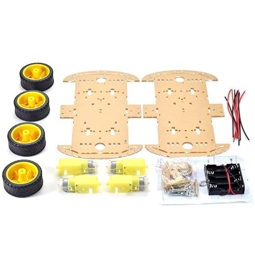 TESTIN ELECTRONICS 4 Wheel Drive (4WD) Smart Robot Bot with Chassis, BO Motor, Wheels, Clamps, Speed Encoder, Battery Box, Switch - DIY Robot Kit 1