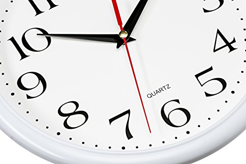 Bernhard Products White Wall Clocks 10 Inch, Set of 2 Silent Non Ticking Quality Quartz Battery Operated Round Easy to Read Home/Office/Kitchen/School Classroom Clock - Image 3