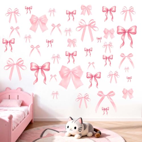 Vinilos Decorativos de Lazo Rosa para Pared Cuarto Niñas miniatura 5