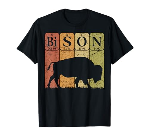 American Bison Periodic Table Elements Buffalo Retro T-Shirt