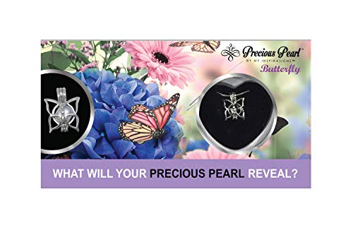 Northern Response Presents Precious Pearl by My Inspirations, Cultured Pearl in Oyster Necklace Kit Pendant with Rhodium Plated Chain 20” (Butterfly)